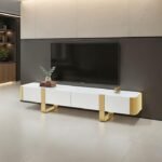 Larvik TV Stand White w Gold Frame