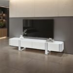 Larvik TV Stand White w Silver Frame
