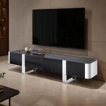 Leknes TV Stand Black w Silver Frame