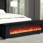 Elnath Bench w Visual Wood Log Fireplace