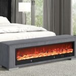 Elnath Bench w Visual Wood Log Fireplace