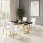 Horley 60" Dining Table, Gold Frame