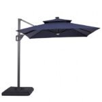 Xico 8 Ft Square Umbrella w Double Top w LED Light + 37" Large Base