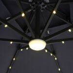 Xico 8 Ft Square Umbrella w Double Top w LED Light + 37" Large Base - Image 8